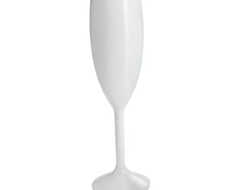White Plastic Champagne Flutes Reusable 165ml Prosecco Glasses
