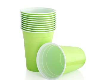 Lime Green Party Cups, 16oz Plastic Beer Pong Cups