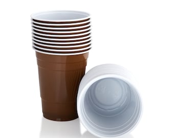 Brown Party Cups, 16oz Plastic Cups, Beer Pong, Reusable, Shatterproof (25/50 Pack)