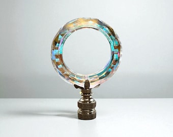 Iridescent Crystal Ring Lamp Finial: Modern Luxury Lamp Topper
