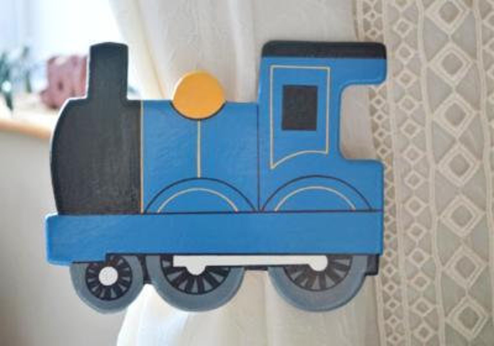 Blue Train Curtain Tie Backs Pair Etsy.de