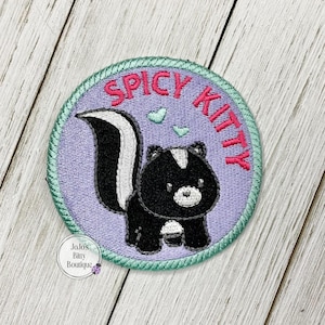 Fully embroidered patch- Spicy Kitty, Skunk