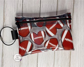 Clear zip bags- Football hearts