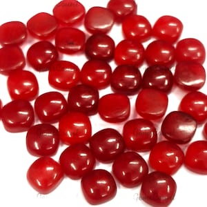 Natuurlijke rode jade kussen cabochon 5 mm–20 mm, gekalibreerde losse edelsteen, platte achterkant gepolijste stenen voor sieraden maken en knutselen