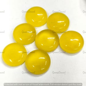 Natural Yellow Jade Round Shape Cabochon, Calibrated Flat Back Loose Gemstone For Jewelry Making, Unique Gift For Handmade Jewelry 3MM-25MM