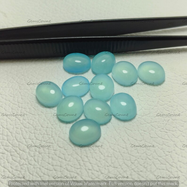 Natural Aqua Chalcedony Oval Cut Loose Gem