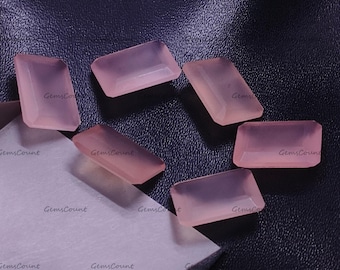 Natural Pink Chalcedony Octagon Faceted Cut Smooth Polished Gemstone For Crafting