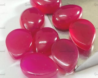 Deep Pink Jade Pear Cabochon, Natural Gemstone, Polished Crystal For Jewelry Making 3x5mm-18x25mm