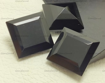 Natural Black Onyx Square Faceted Cut Fine Polish Precision Loose Gemstone