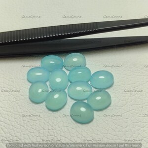 Polished Aqua Chalcedony Oval Cabochon