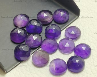 Natural Amethyst Round Rose Cut Fine Polish Precision Loose Gemstone
