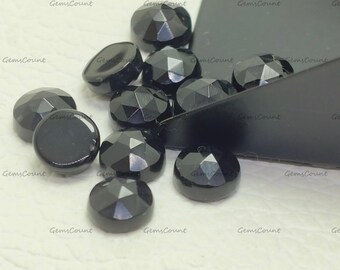 Natural Black Onyx Round Rose Cut Fine Polish Precision Loose Gemstone