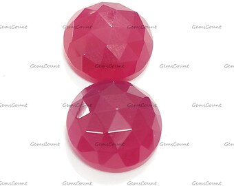 Natural Pink Chalcedony Round Rose Cut Calibrated Handmade Gemstone