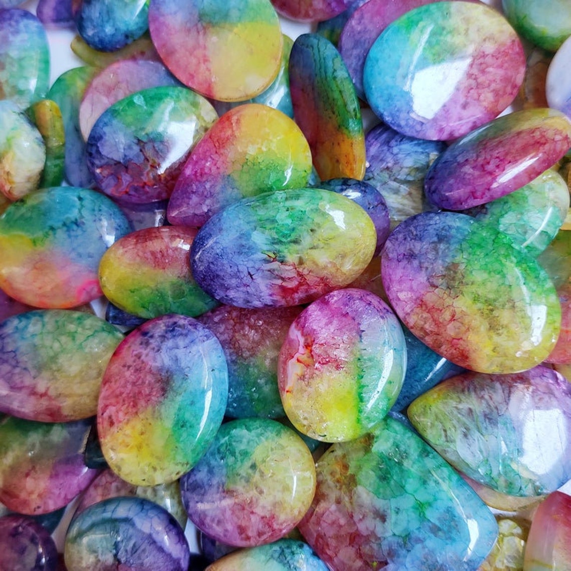 Natural SOLAR Quartz Cabochon Rainbow Solar Agate Stone Dyed Etsy