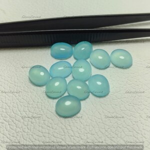 Natural Aqua Chalcedony Oval Shape Cabochon