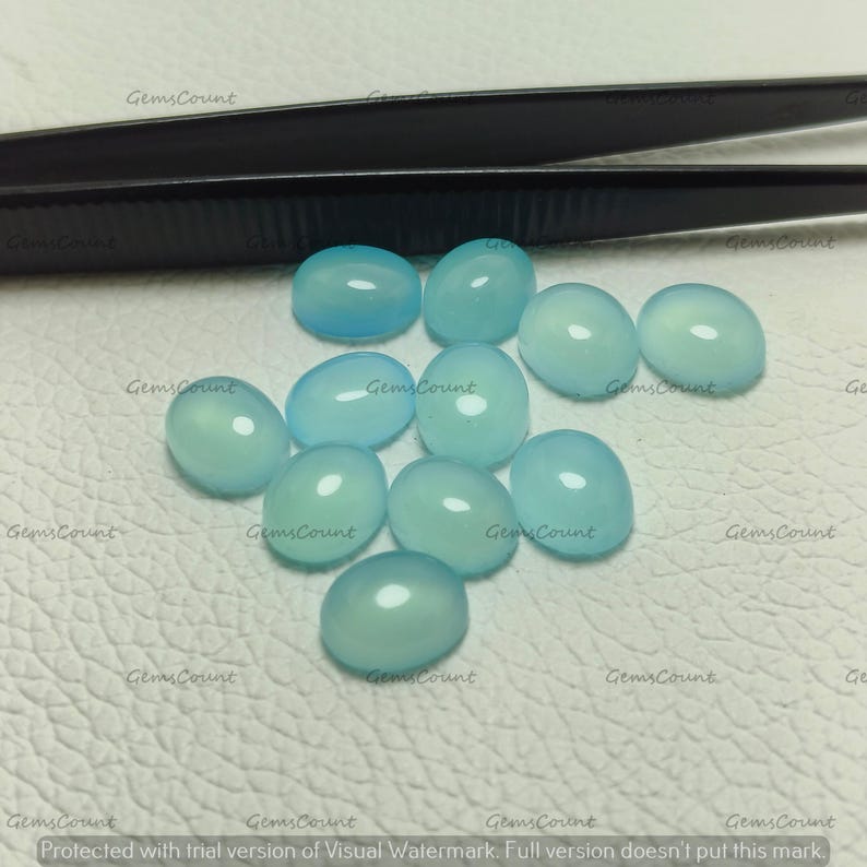 Natural Aqua Chalcedony Oval Shape Cabochon