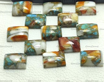 Natural Oyster Turquoise Cabochon Calibrated Rectangle Gemstone