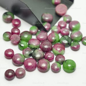 Natural Ruby Zoisite Round Cabochon Healing Gemstone For Crafting 5mm-20mm