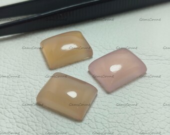 Natural Pink Chalcedony Rectangle Cabochon Healing Crystals Polished Gemstone