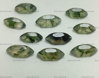 Moss Agate Marquise Faceted Cut Natural Gemstone Smooth Polished Stone