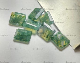Moss Agate Octagon Faceted Cut AAA Grade Natural Gemstone For Handmade Jewelry