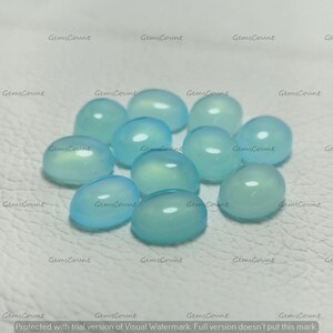 Natural Aqua Chalcedony Smooth Oval Stone