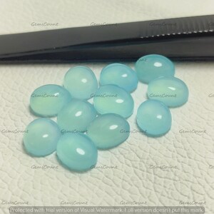 Oval Cabochon Aqua Chalcedony Natural Gemstone