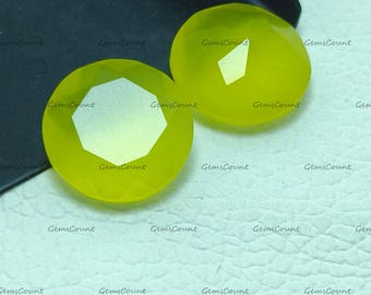 AAA Yellow Chalcedony Round Faceted Cut Calibrated Natural Gemstone For Jewelry Crafting