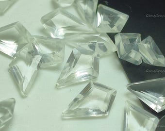 Natural Crystal Quartz Kite Faceted Cut Handmade Gemstone For Crafting 6x9mm-13x18mm
