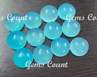 Natural Aqua Chalcedony Round Cabochon Stone Ideal For Jewelry Making And Craft Work