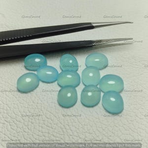 Aqua Chalcedony Oval Cabochon Loose Stone