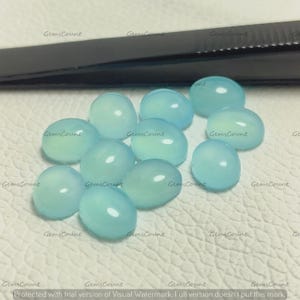 High Quality Aqua Chalcedony Oval Cabochon Stone