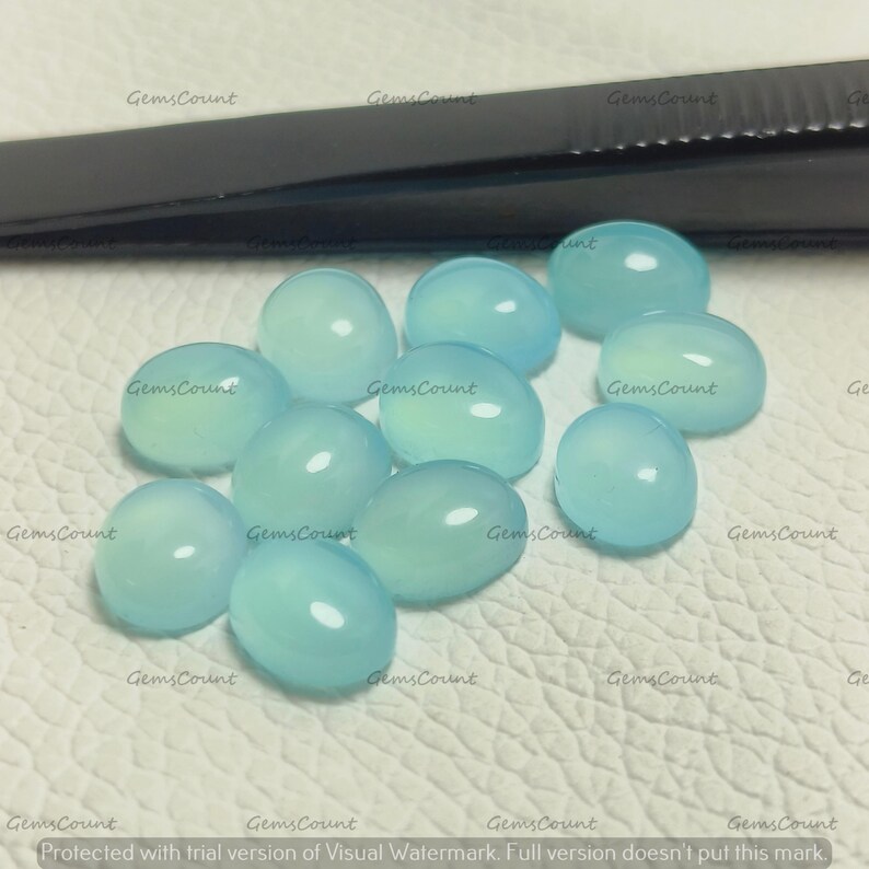 High Quality Aqua Chalcedony Oval Cabochon Stone