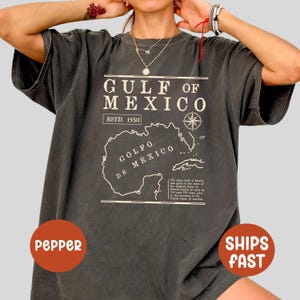 Chemise couleurs confort golfe du Mexique, chemise côte du golfe, t-shirt American Pride patriotique, t-shirt amateur de cartes, col rond Mexique cadeau pour amoureux du Mexique