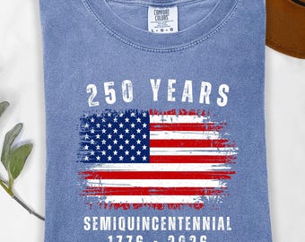 Comfort Colors Retro 250 Independence Day Shirt, Celebrate 250th Anniversary T-shirt, USA Semiquincentennial 4th of July Patriotic Tees Gift