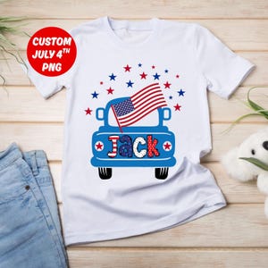 Benutzerdefinierte 4. Juli Kinder LKW-Namen Png, personalisierte Jungen-Mädchen-T-Shirt PNG, Patriotische Kinder Png, USA Kleinkind-Amerikaner-Junge-Mädchen-Sternstreifen
