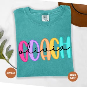 Personalized Coach Comfort Colors T-Shirt, Custom Coach Gift, Cheer Coach Shirt, Coach Name Shirt, Coach Game Day Shirt, Coaches Team Gift