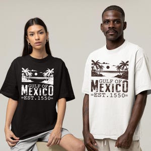 Chemise couleurs confort golfe du Mexique, chemise côte du golfe, t-shirt American Pride patriotique, t-shirt amateur de cartes, col rond Mexique cadeau pour amoureux du Mexique