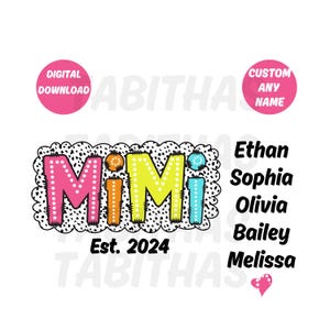 Vovó personalizada com nomes de crianças sublimação PNG, downloads de designs de mamãe com crianças, cores brilhantes design de camisetas da moda Png, Nana Digital Png
