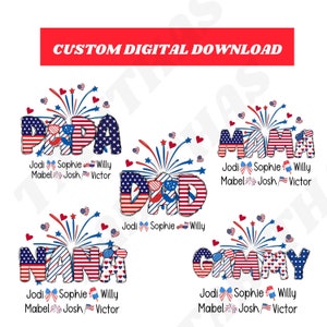 Nome personalizado da vovó 4 de julho Sublimação PNG Downloads, Independence Mimi Nana Png, Papa 4 de julho Png, Gammy PNG, Mom Sublimation Design