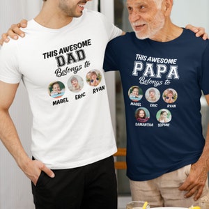 Personalized Dad Grandpa Papa Belongs To Kids Name T Shirt,Uncle Shirt with Picture, Custom Photo Dad Shirt,Grandpa Graphic Tee With Picture