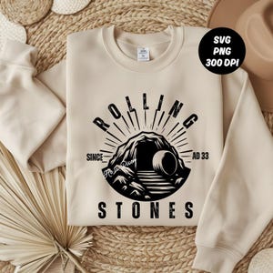 Christian Easter Rolling Stones Svg PNG, Trendy Retro Easter Christian Jesus Shirt Design Svg, Vintage Since AD 33 Png Svg, Digital Download