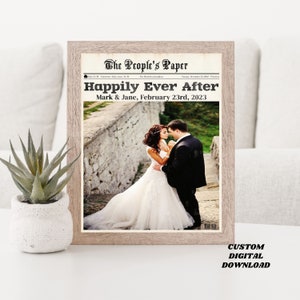 Regalo de boda vintage personalizado para pareja, regalo de marco de boda personalizado, impresión PNG, archivo digital de marco de imagen de aniversario, regalo para esposa