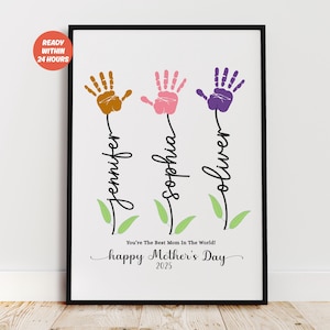 Impresión de huellas de manos para el Día de la Madre, regalo personalizado para mamá, manualidad para el cumpleaños de la mamá, primer día del padre del bebé, recuerdo del bebé, regalos para niños para mamá