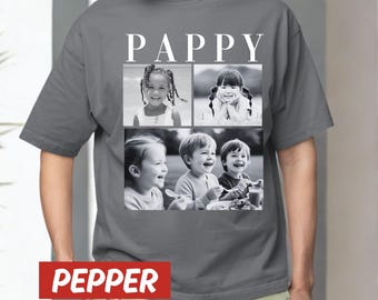 Custom Photo Dad Comfort Color T-Shirt, Personalised Pappy Shirt, Grandpa With Kids Pictures Tee-shirt, Christmas Gift for Papa,Father's Day