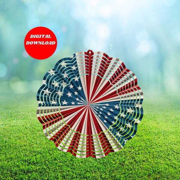 American Flag Wind Spinner Sublimation Png Design, Patriotic Wind Spinner Digital File, Instant Download Hanging Wind Spinner Png Template