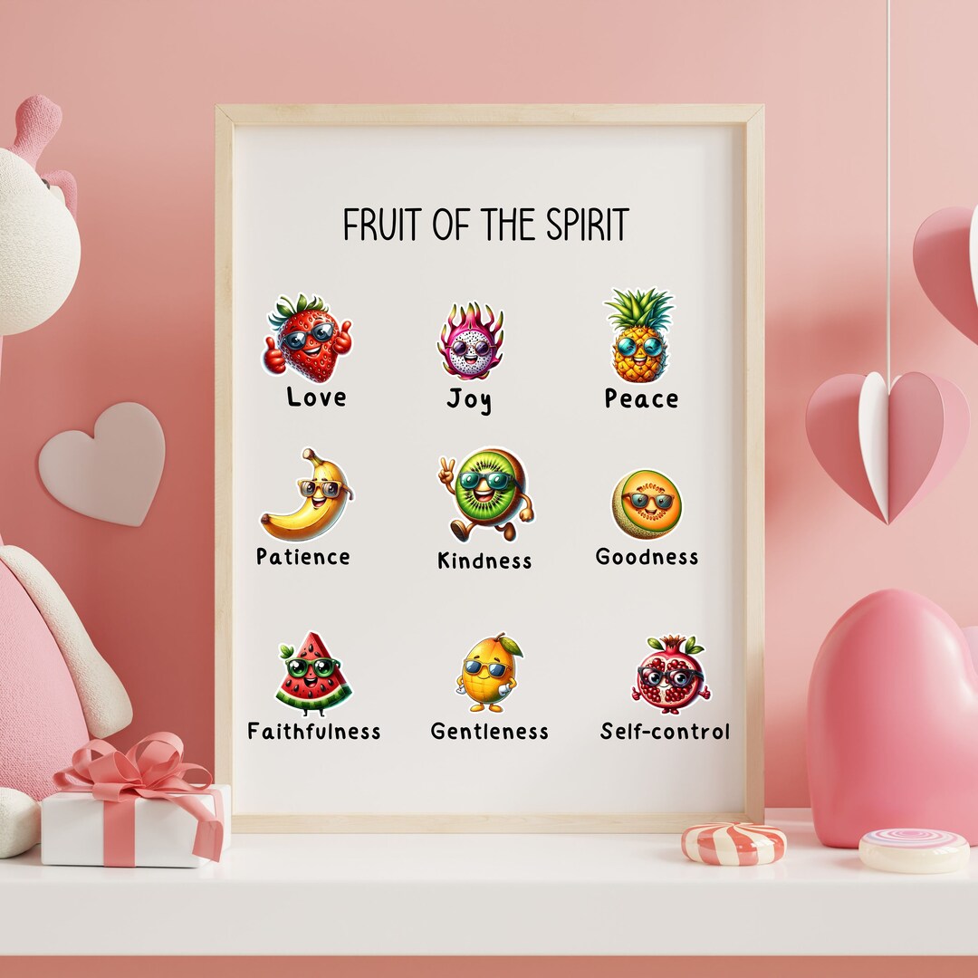 Fruit of the Spirit Art Print Png, Kids Wall Art Decor Jpg, Scripture ...
