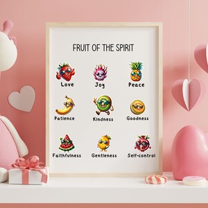 Fruit of the Spirit Art Print Png, Kids Wall Art Decor Jpg, Scripture ...