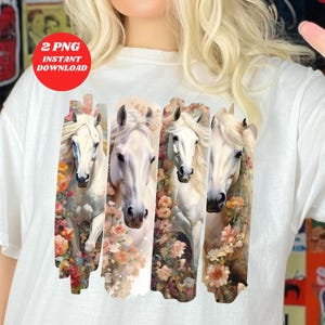 Coup de pinceau de cheval PNG, coup de pinceau d'été Png, Western PNG, cheval Png, vache Png, Boho Png, trait de peinture de fleurs à la mode PNG téléchargement numérique