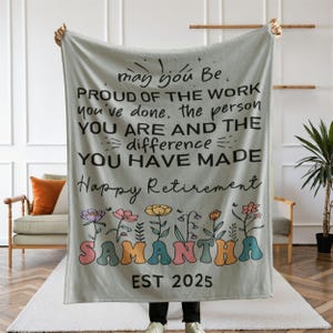 Personalized Retirement Blankets for Women, Grandma Farewell Present, Retired Boss Sentimental Throw Blanket, Coworker Retirement Party Gift